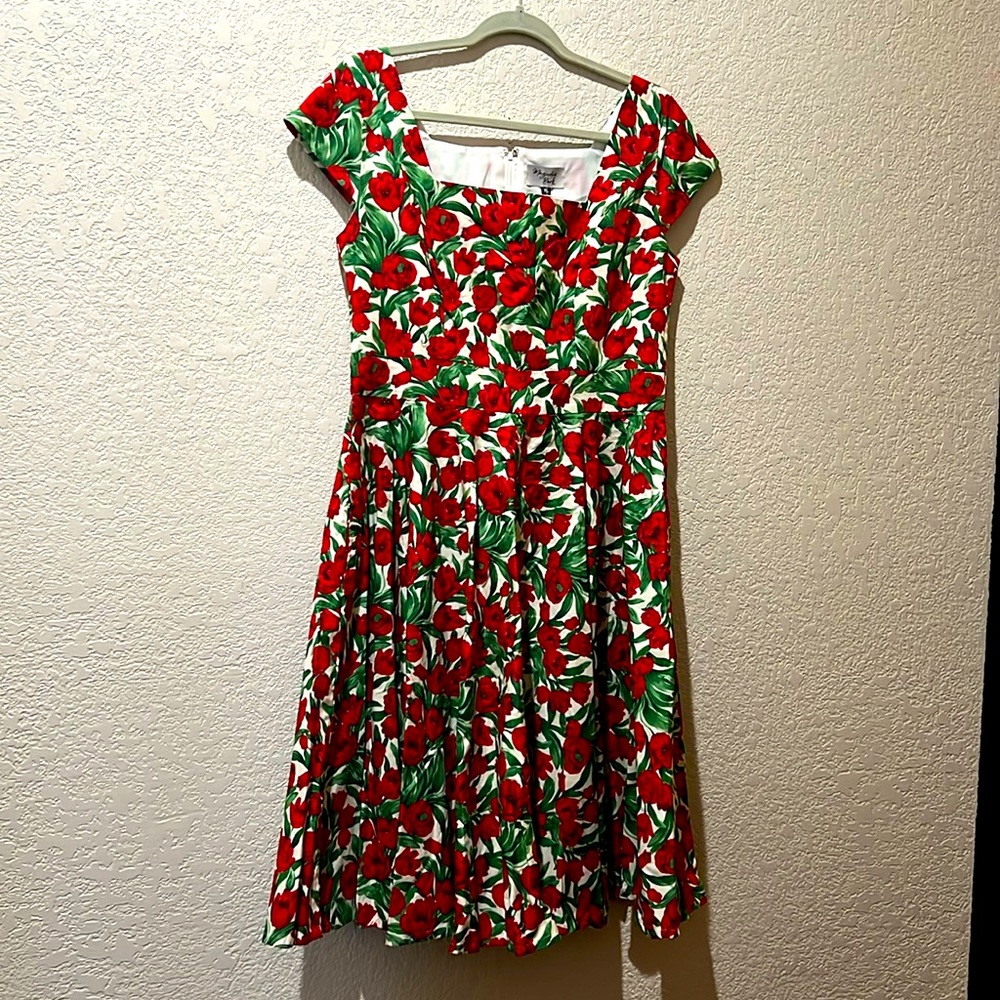 Magnolia Park Swing Dress in Red Tulip Print XL; NWT